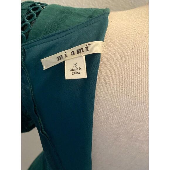 Miami Size Small Fit And Flare Dress Green Cotton Rayon Polyester Eyelet Womens - Picture 8 of 11